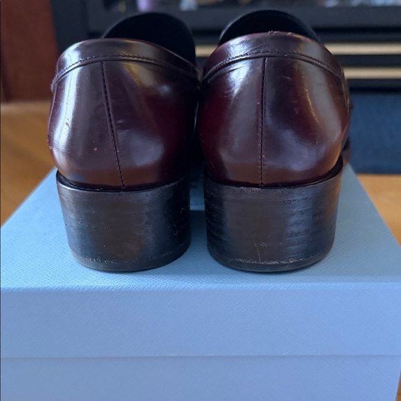 Prada Women's Burgundy Leather Loafers - Picture 3 of 11